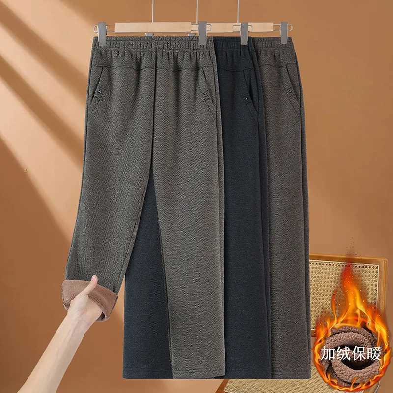 High Quality Woolen Straight Trousers Women Autumn Winter Oversize 6XL High Waist Pants Fleece Thicken Warm Casual Pants FemaleT251025