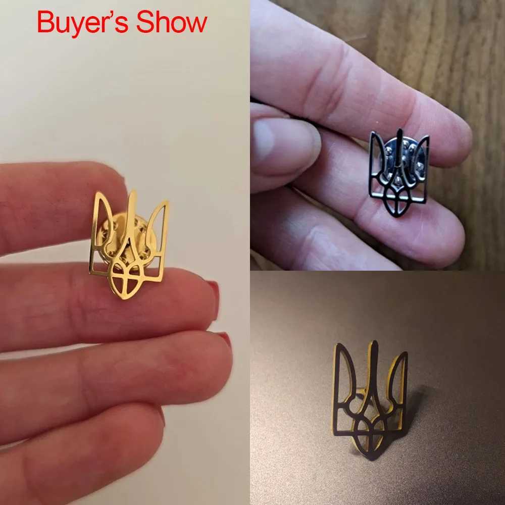 COOLTIME Ukrainian Trident National Emblem Brooch Stainless Steel Fashion Badge Brooch Pins Jewelry Clothing Accessories J251115