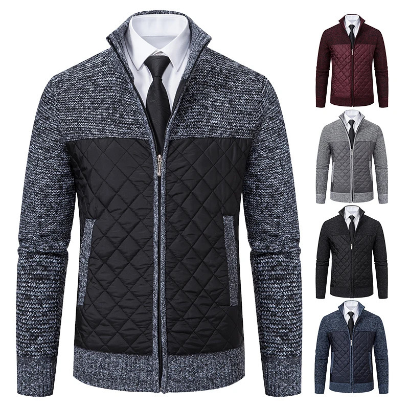 Autumn Winter Sweater Mens Loose Cardigan Cold High Neck Jumpers Patchworked Windbreaker Causal Jackets 251020