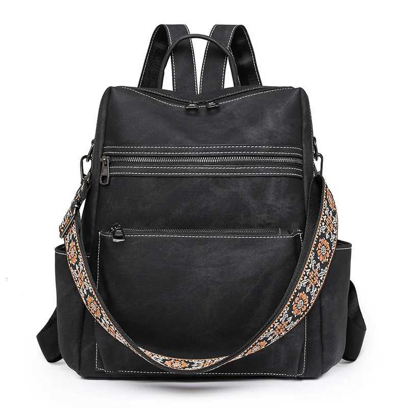 2025 New Women Leather Waterproof Antitheft Fashion Designer Multifunctional Large Capacity Retro Travel Backpack Shoulder Bag W251025