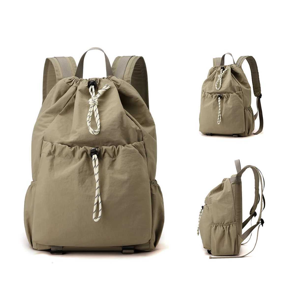 Lightweight Drawstring Backpack Sports Mountaineering Fitness Storage Backpack Mens Niche Travel College Student Bag Womens Fishing Camping Outdoor W2