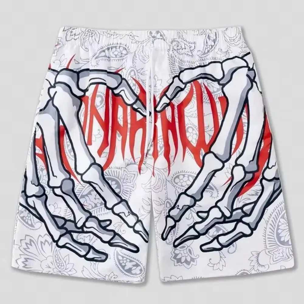 Mens summer skeleton hand element printed quick drying breathable shorts suitable for outdoor casual wearXJ251025