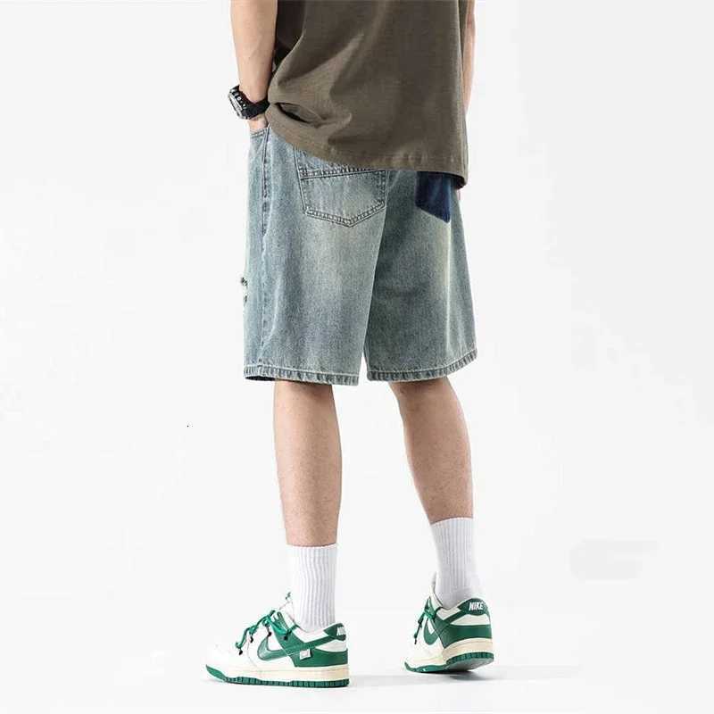 Summer Mens Distressed Ripped Baggy Jorts Casual Patchwork StraightLeg Denim Shorts 2025 New Y2K Streetwear short jeans hommeXJ251025