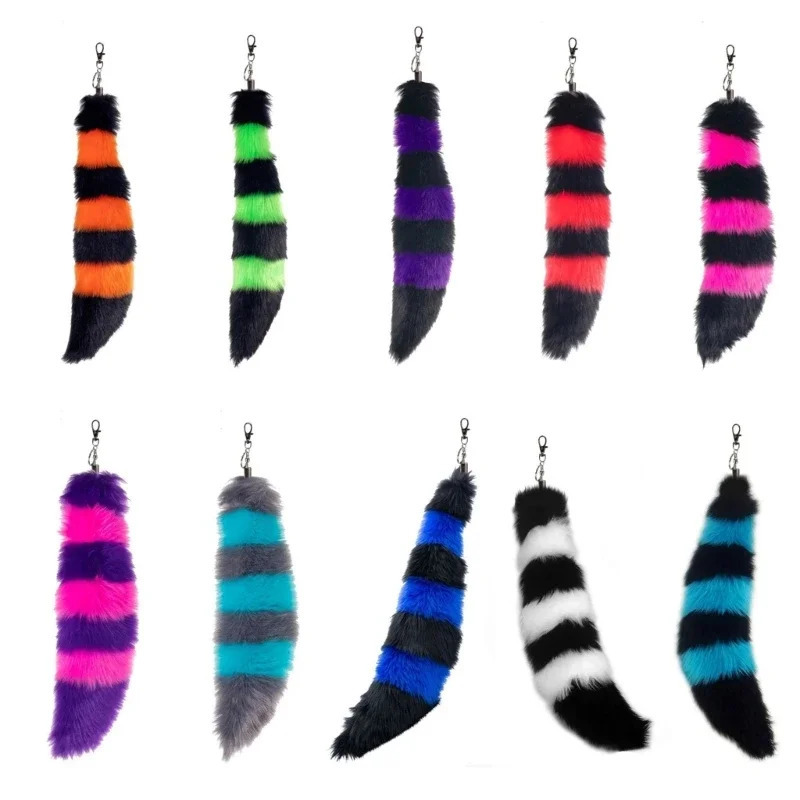 Faux Furs Foxes Tail Keychain Cosplays Toy Handbag Accessorise Bag Keyring Hook Pendant Charm Furs Car Keychain Gifts 251021