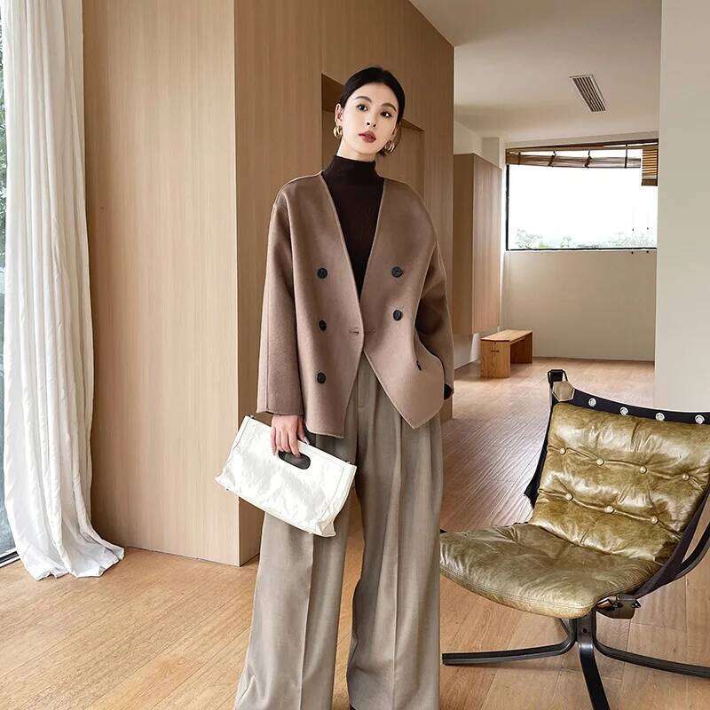 Women S Cashmere Thick Double Sided Jacket Classic Multi Functional Fashion Suitable For Business