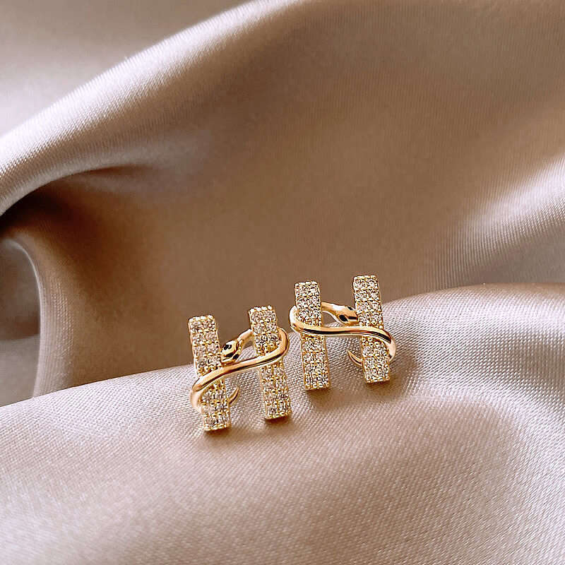 Earrings Designer luxury earrring Golden snake letter H Zircon inlay High-end New Style copper plated with 18K gold Festival vacation gift
