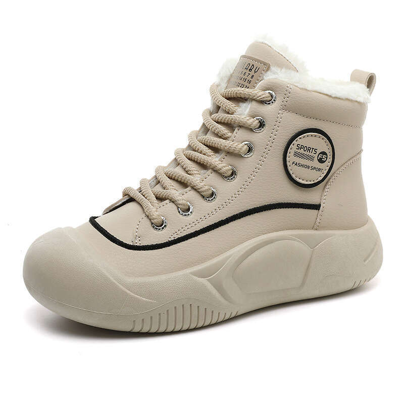 hot Classic Winter New Ins Korean Style High-top Fleece-lined Casual for Female Students with Platform Cotton Shoes Thick Sole Warm snow cozy Warm Tra