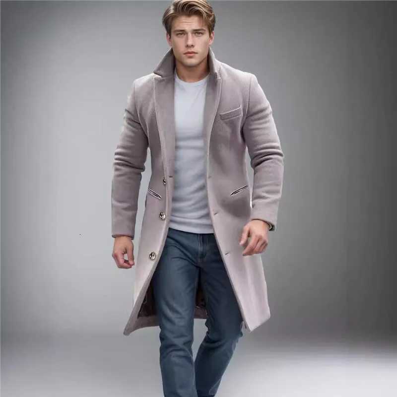 2025 NEW Mens Wool Blended Coat Multi color Slim fit Medium length Casual Lightweight CoatT251025