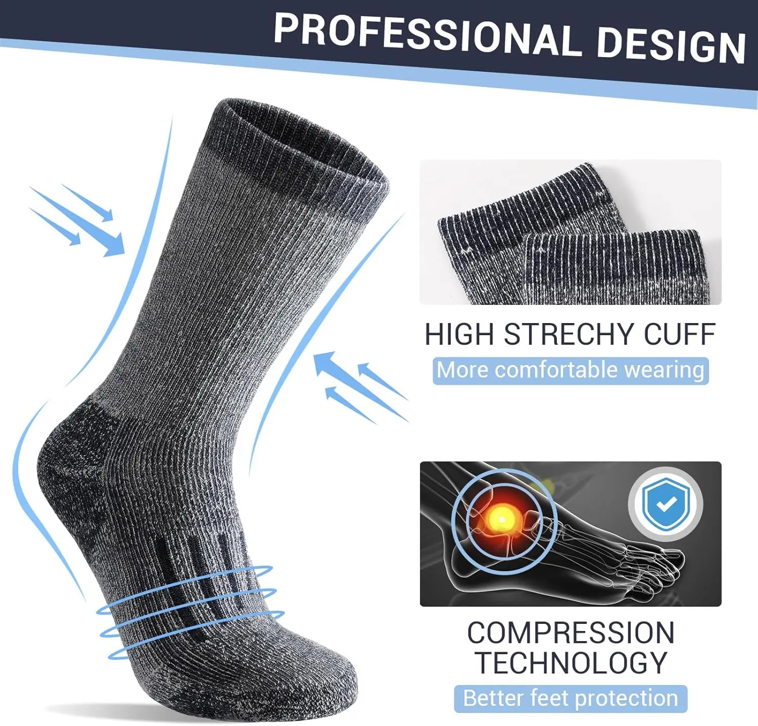 4 Pairs 80 Merino Wool Socks for Men Women Winter Thick Warm Merino Wool Hiking Socks Thermal Breathable Boot Skiing Socks 251023