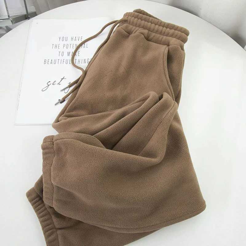 Winter Fleece Harem Pants Women Unisex Loose Wide Leg Sweatpants High Waist Drawstring Comfortable Straight Baggy SweatpantsT251025