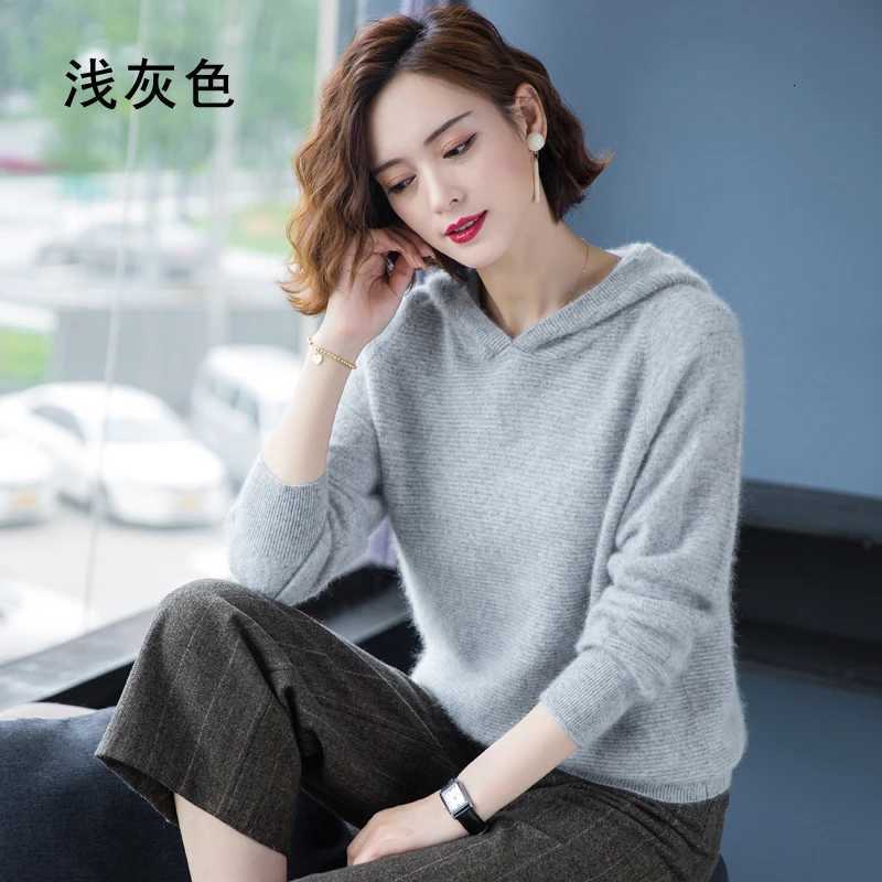 2025 Spring Winter 100Pure Mink Cashmere Sweater Women Knitted Hooded Warm Ladys Grade Up Jumpers and Pullovers Soft Warm TopsT251025