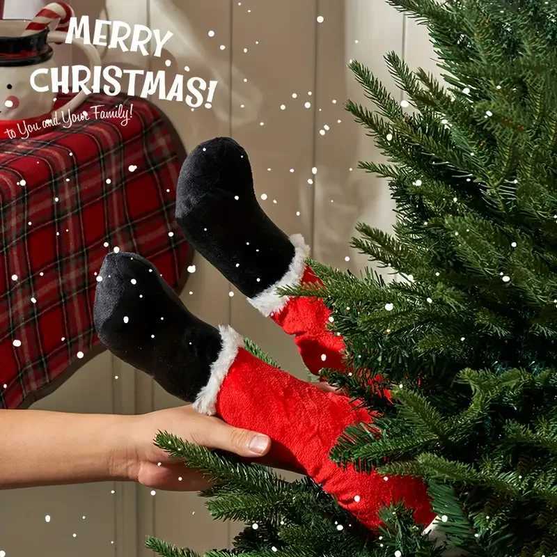 Santa Claus Elf Legs Plush Christmas Tree Hanging Ornament Festive Holiday Home Decor for Living Room C251024