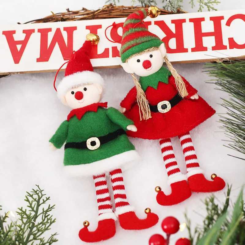 41PC Christmas Elves Stuffed Plush Dolls Hanging Ornaments Xmas tree Decor cute Boy Girl Elf Pendant Kids Gifts New Year Gifts C251024