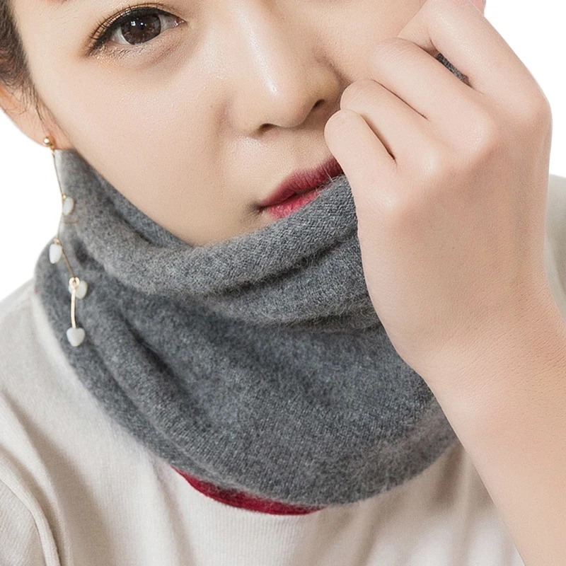 Women100 Wool Ring Scarves Soft Single Loop Neck Warmer Female Winter Cashmere Knitted Turtleneck Collar Neckerchief 251020