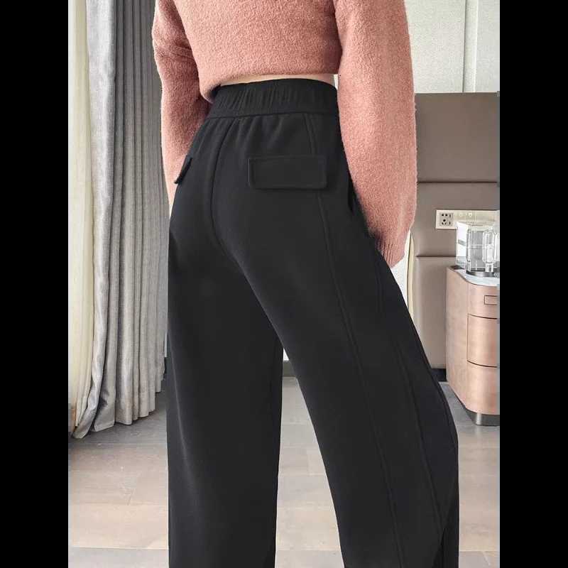 Onwhite Woolen Pants for Women in Autumn and Winter Thickened Highwaisted Slimming Straightleg Casual Wideleg PantsT251025
