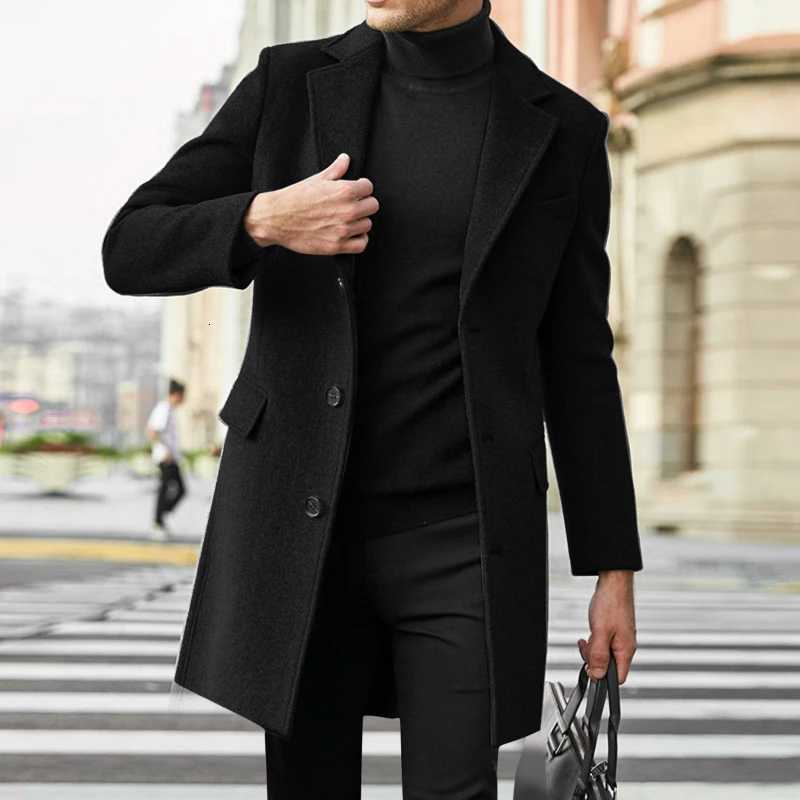 Mens British Mens Long Sleeved Woolen Coat Woolen Coat Trendy SuitT251025