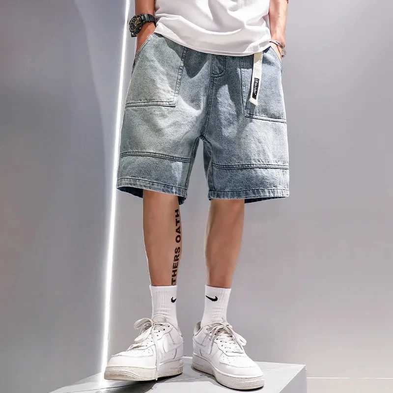 Fashion Casual Denim Shorts Mens Trend Ins Youth Pop Summer Wear Japanese Gothic Hip Hop Loose Casual Cargo Five Quarter PantsXJ251025