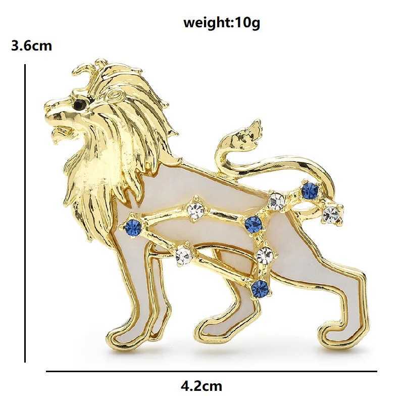 Wulibaby Zodiac Leo Brooch Pins Alloy Shell Animal Lion Badge Women Jewelry Brooches Gift J251115