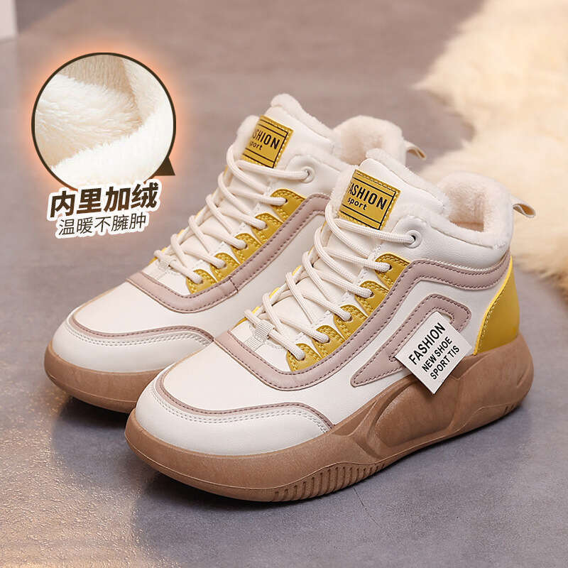 New Winter Thick-Soled Height-Increasing High-Top Casual Ins Style Sneakers Cotton Shoes with Fleece Autumn winter women snow top sport Casual boots