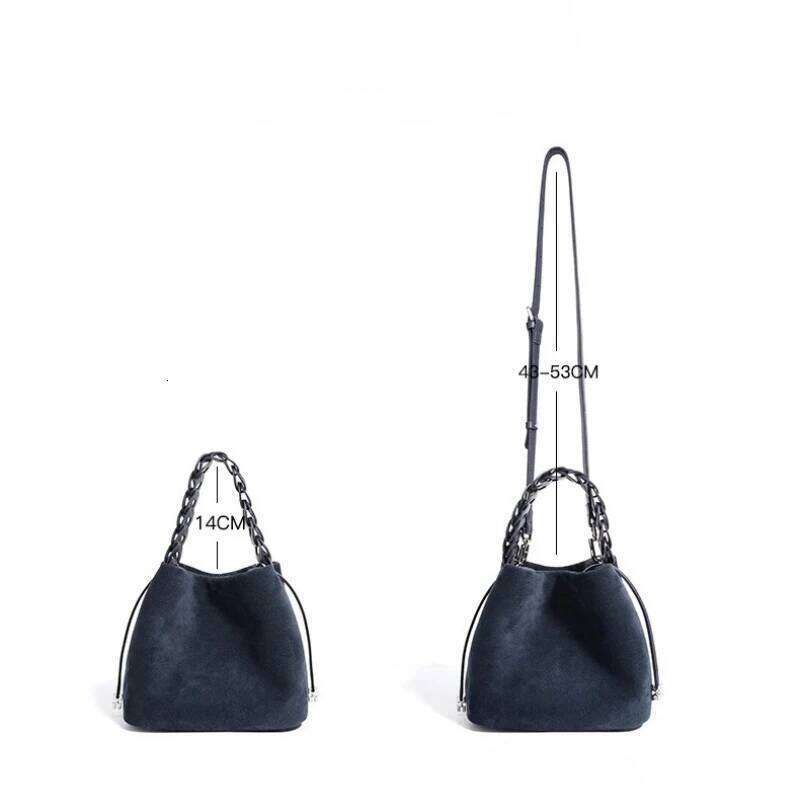 Retro Frosted Cowhide Leather Bucket Women Handbags New Pattern Trendy Fashion The Single Shoulder Bag Versatile Crossbody Bags Suotong1025