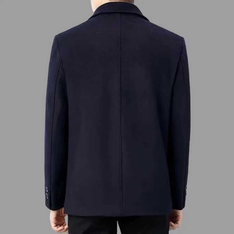 A stylish and cool short wool coat with buttons and lapels for men in autumn and winter a highend business dad suitT251025