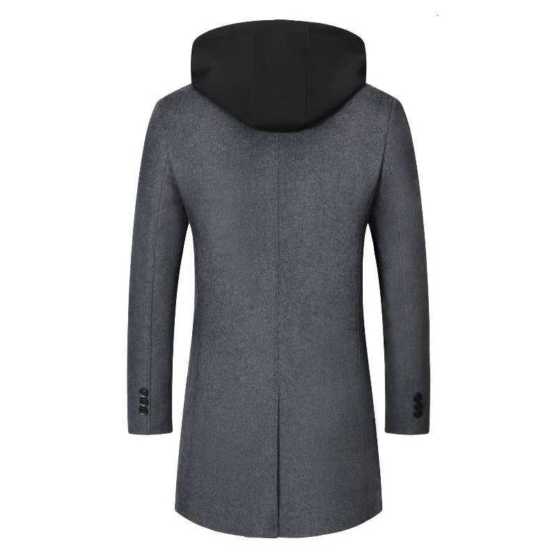 New Fashion Men Hooded Casual Woolen Blends Cashmere Long Trench Coats Male Winter Coats Business Casual Overcoats Size 4XLT251025