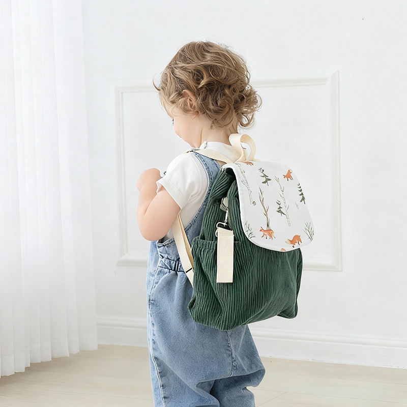 New Boys' and Girls' Designer Backpacks, Outdoor Small Backpacks for Preschoolers, Lightweight Corduroy Backpacks for Children