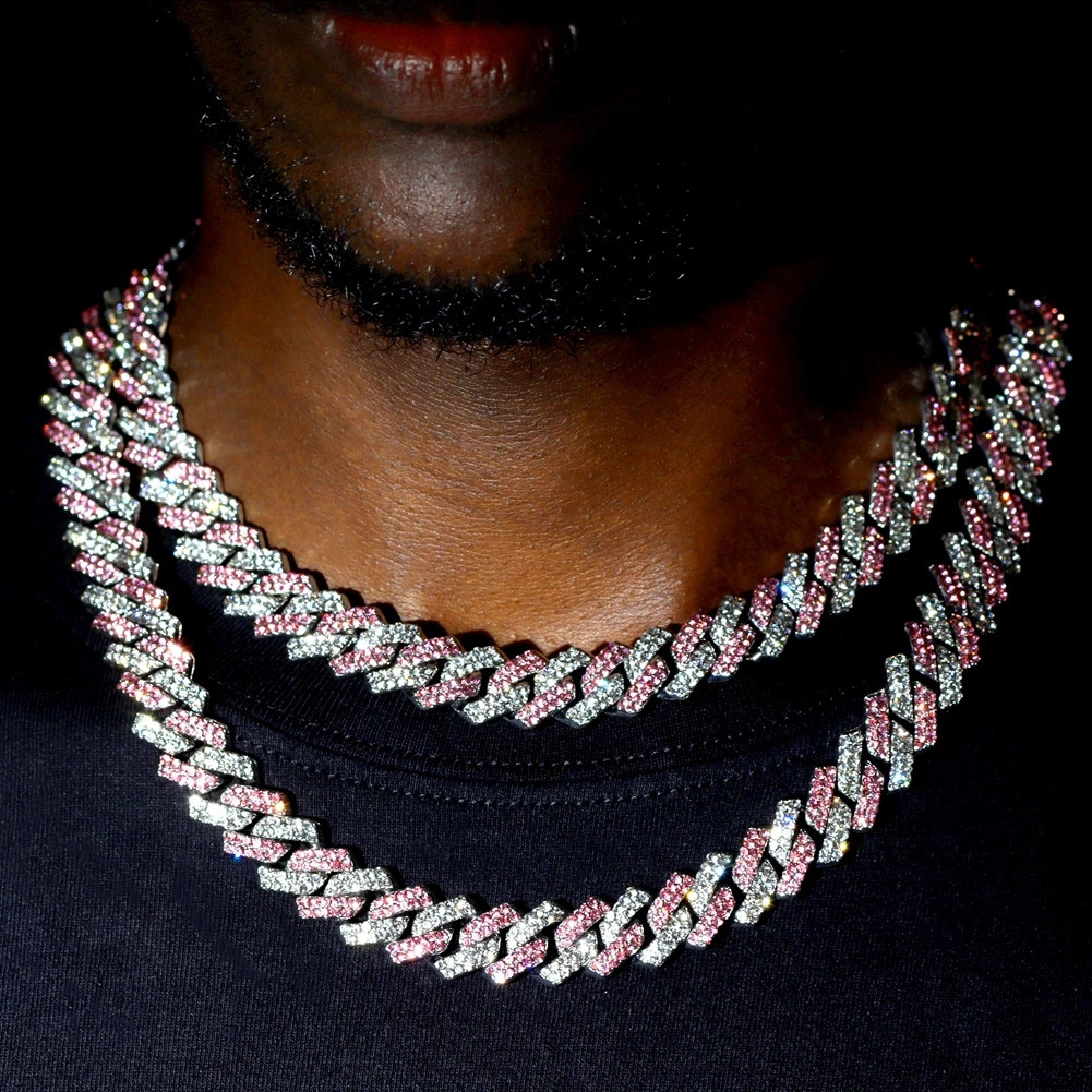 14mm Multicolor Iced Out Crystal Prong Cuban Chain Necklace for Women Men Bling Paved Rhinestone Choker Necklace Hip Hop Jewelry 251013