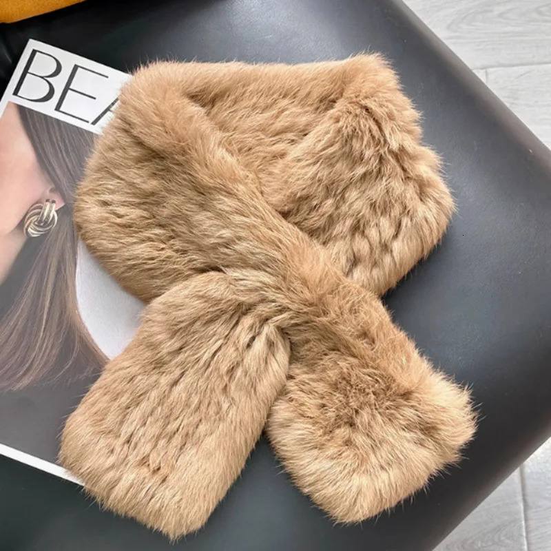Rex Rabbit Fur Scarf Warm Thickened DoubleSided Fur Scarf Outdoor Knitted Neck Warmer For Women Real Fur Scarf Neckerchief 251020