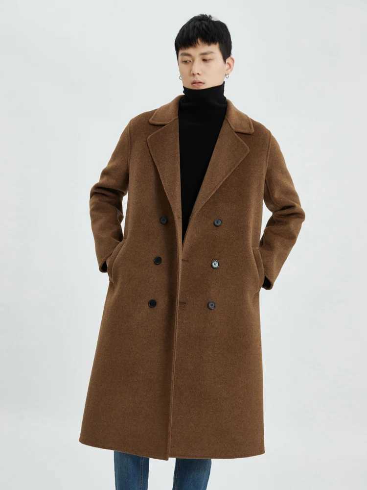 HighEnd Mens Coat 100 Pure Wool Winter Thickened Outerwear Coat DoubleBreasted Trendy Coat Fashionable AllMatch Trench CoatT251025