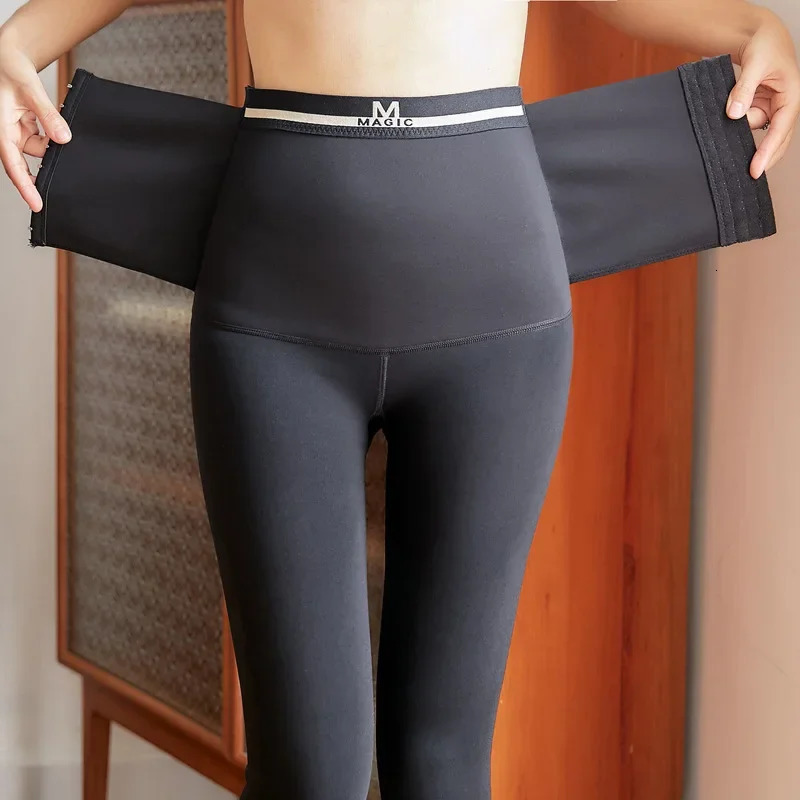 High Waist Thickened Fleece Womens Leggings Three Buttoned Slimming Butt Lifting Integrated Pants Autumn Winter plus Size 251018