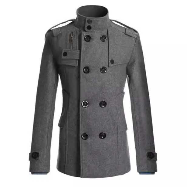 Mens Wool Blend Overcoat MidLength Trench Coat Man Autumn And Winter Mans Slim Fit OvercoatT251025