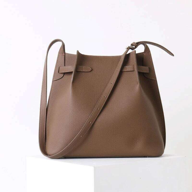 Women Genuine Cow Leather Shoulder Bag Lady Large Capacity Bucket Tote High Quality Fashion Commuter Handbag Gift 251025
