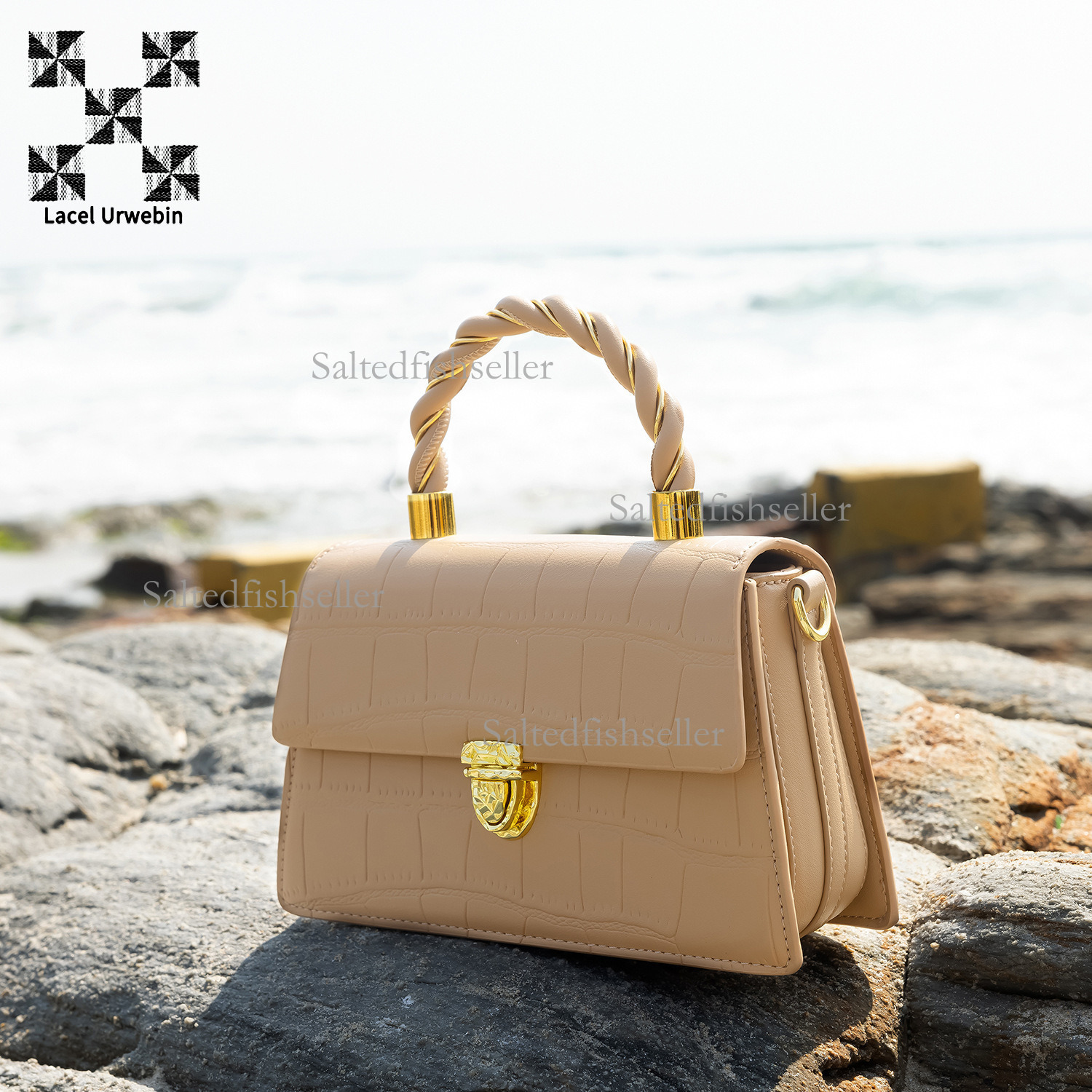 Lacel Urwebin Designer Niche Women's Handbag Spring And Summer New Item Crocodile Pattern High-end Fashion Single Shoulder Slanted Small Square B