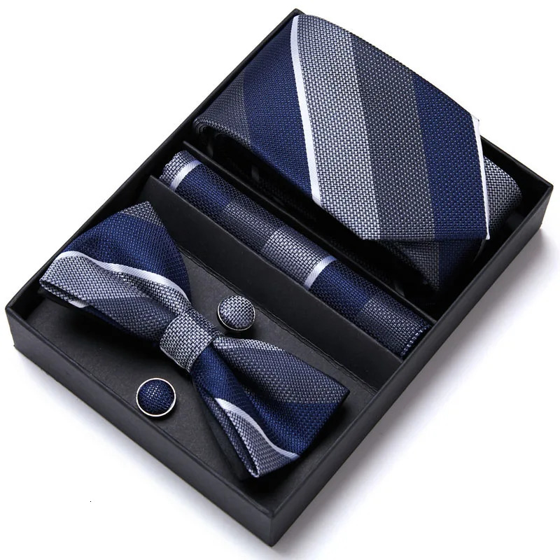 Tie For Men Formal Dress Tuxedo NeckTie Handkerchief Bow Tie Set PlaisyParty Groom Wedding Butterfly Bowtie In Box 251023