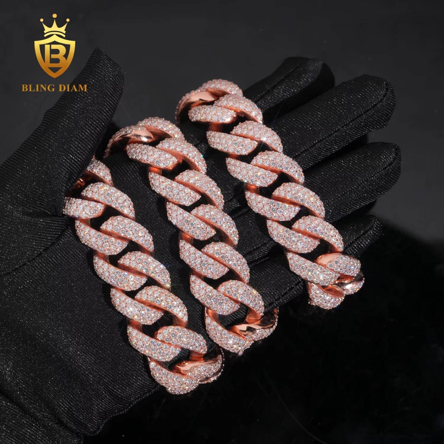 Diamond Cuban Link Chain Iced Out VVS Moissanite Diamond Sterling Silver 925 20MM Hip Hop Miami Cuban Link Chain Necklace
