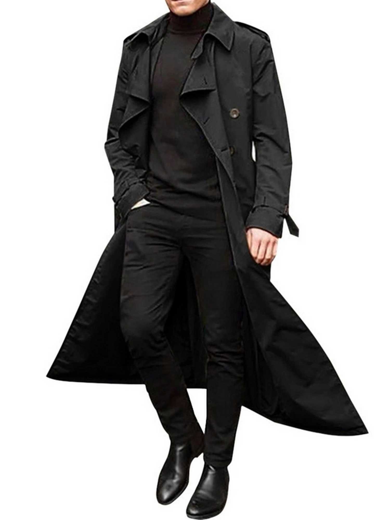 Men s Classic Wool Blend Trench Coat with Removable Belt and Notched Lapel Collar Warm Winter Overcoat JacketT251025