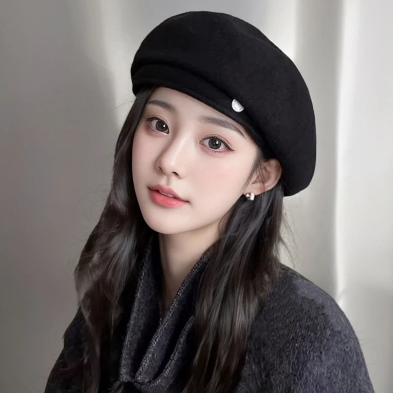 Lady Wool Felt Beret Autumn Winter Pleated Fashion Warm Vintage Classic Painting Caps British French Artist Style 251023