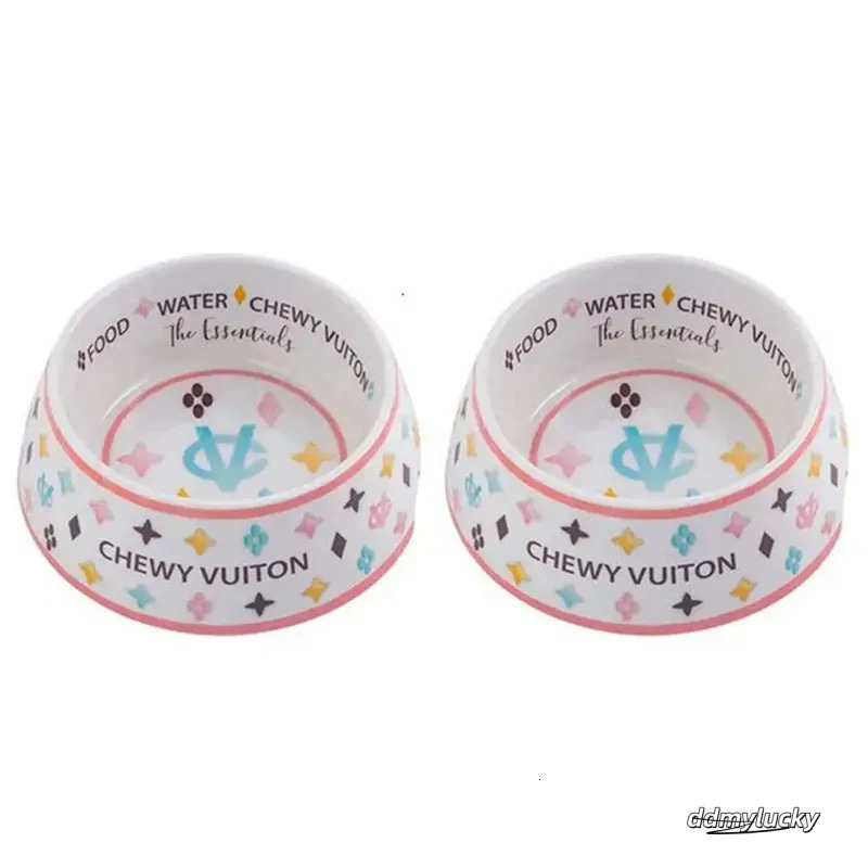 Pet Food Water Bowl Set With Mat - Anti-Slip Melamine Feeding Dish For Cats And Dogs, Wide Base Ddmylucky