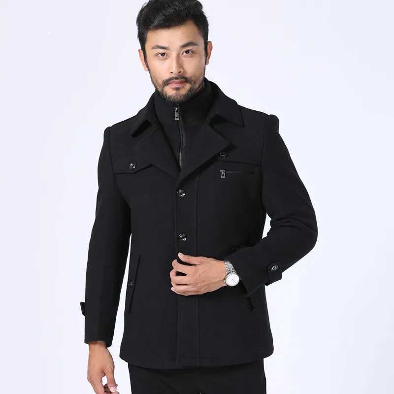 Mens Thicken Solid Color Casual Business Trendy Long Sleeve Doublelayered Collar Wool Jackets Autumn Winter Male Clothes CoatsT251025