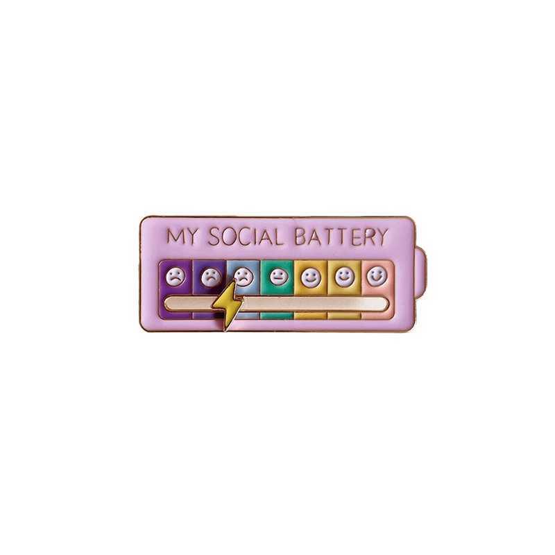 Mood Conversion Energy Brooch for Women Men My Social Battery Badge Expression Pins Brooches on Clothes J251115