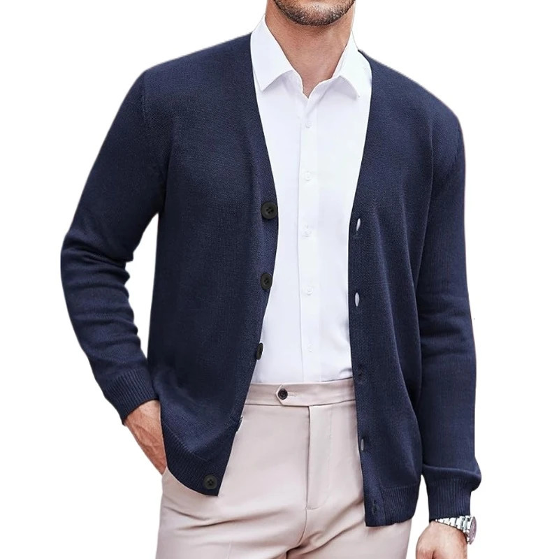 Mens V Neck Cardigan Sweatcoats Casual Lightweight Button Down Knitted Cardigan Sweater Outdoor Streetwear 251020