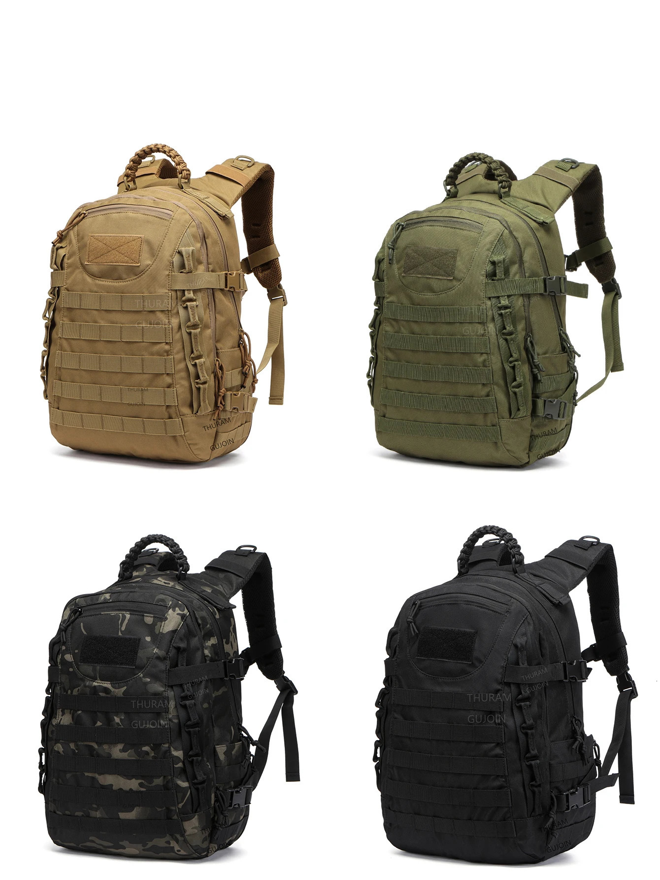 38L Tactical Backpack Style Large Capacity Waterproof Outdoor Rucksack with MOLLE System Hiking Camping Travel Bug Out Bag 251021