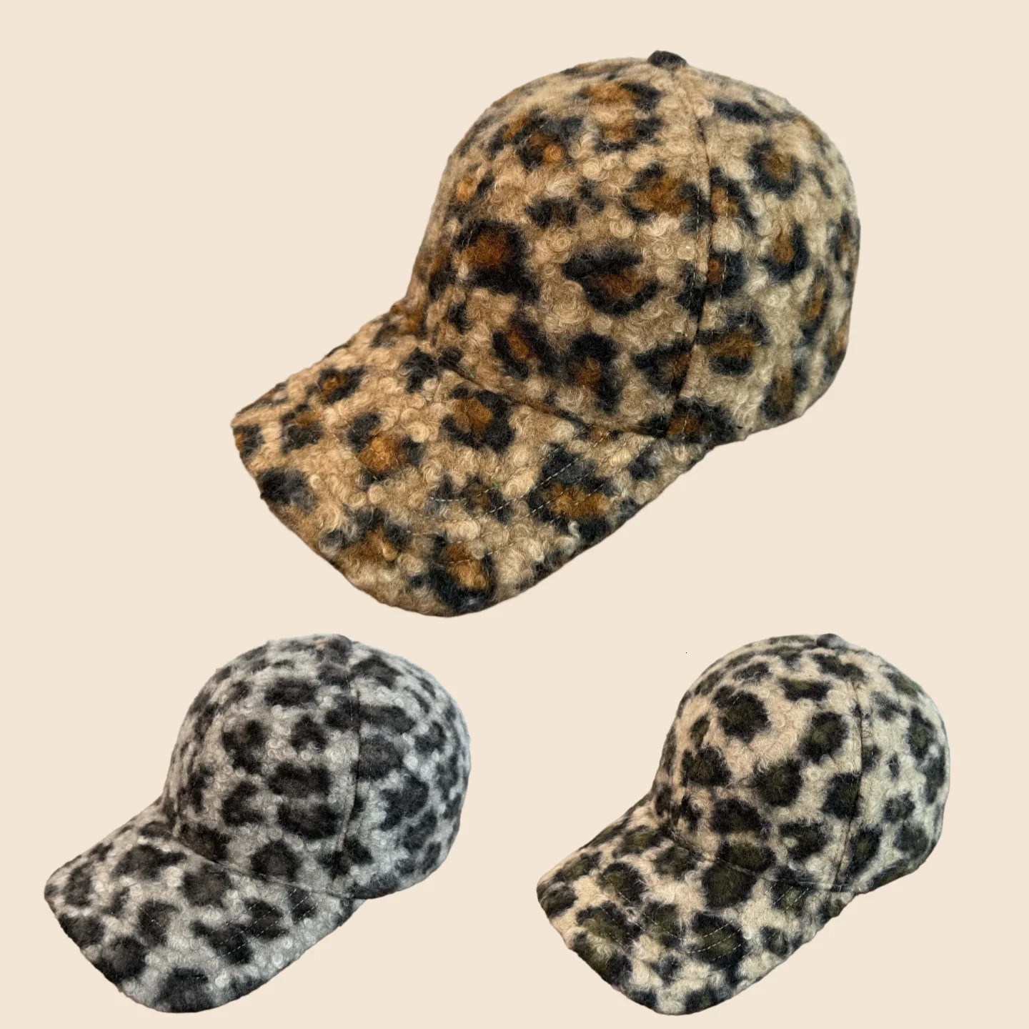 1pc Leopard Print Plush Baseball CapUnisex Warm Head HatAdjustable Buckle ClosureLightweight Knittfor Outdoor Travel Festive 251023