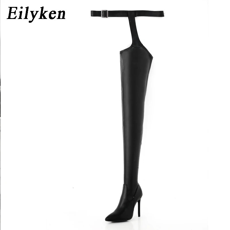 Eilyken Sexy Waist Buckle Strap Thin High Heels Women Boots Over The Knee Booties Pointed Toe Female Winter Shoes 251023