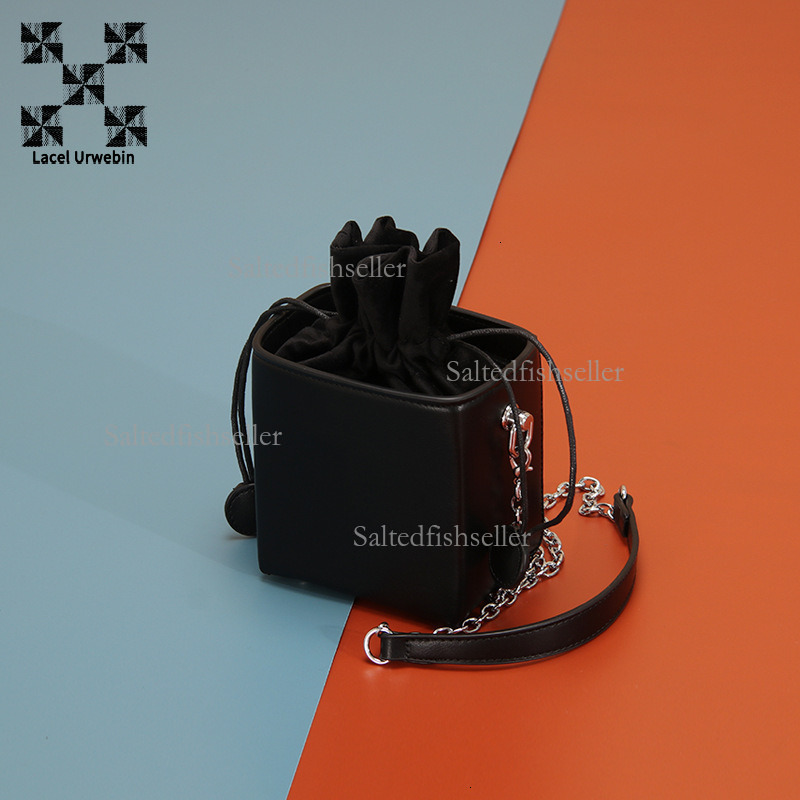 Lacel Urwebin Designer Korean Candy Colored Small Square Bag Luxury Fashion Drawstring Bucket Bag Stylish Mini Chain Shoulder Crossbody Bag Handbag