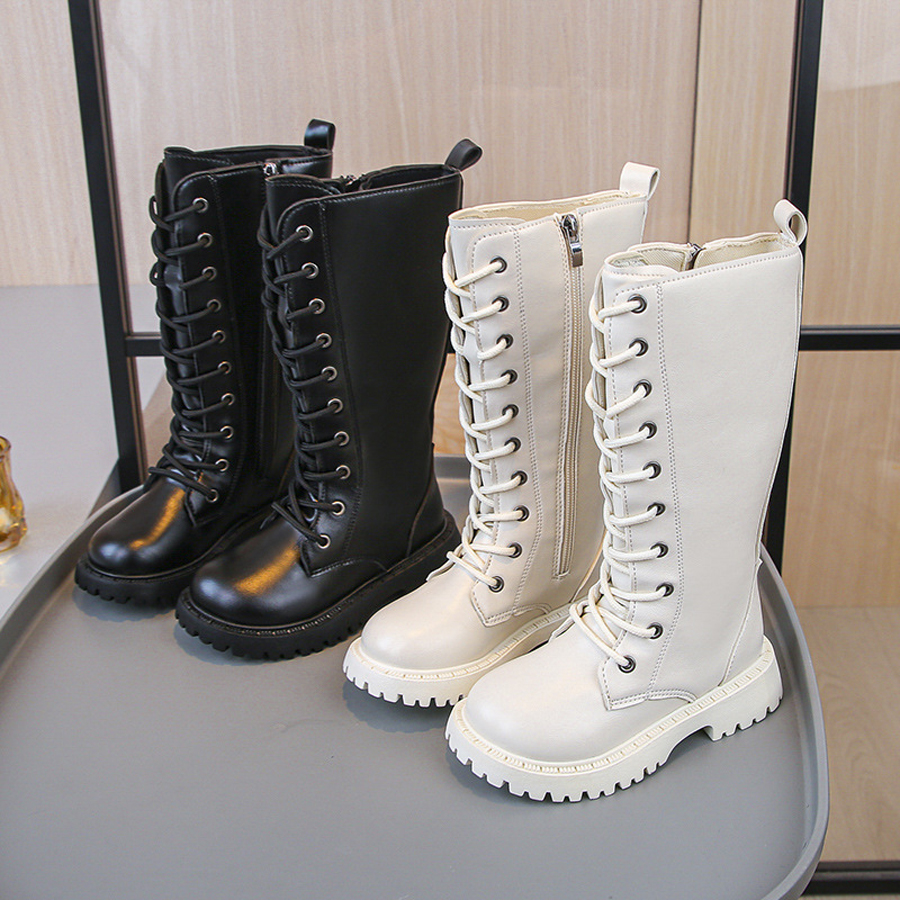 Girls Long Boots High Boots for Girl Kids Pu Leather Boots Fashion Design Waterproof Littlesprouts Children Long Boots Sizes 27 - 37 US10C-US5Y L1175