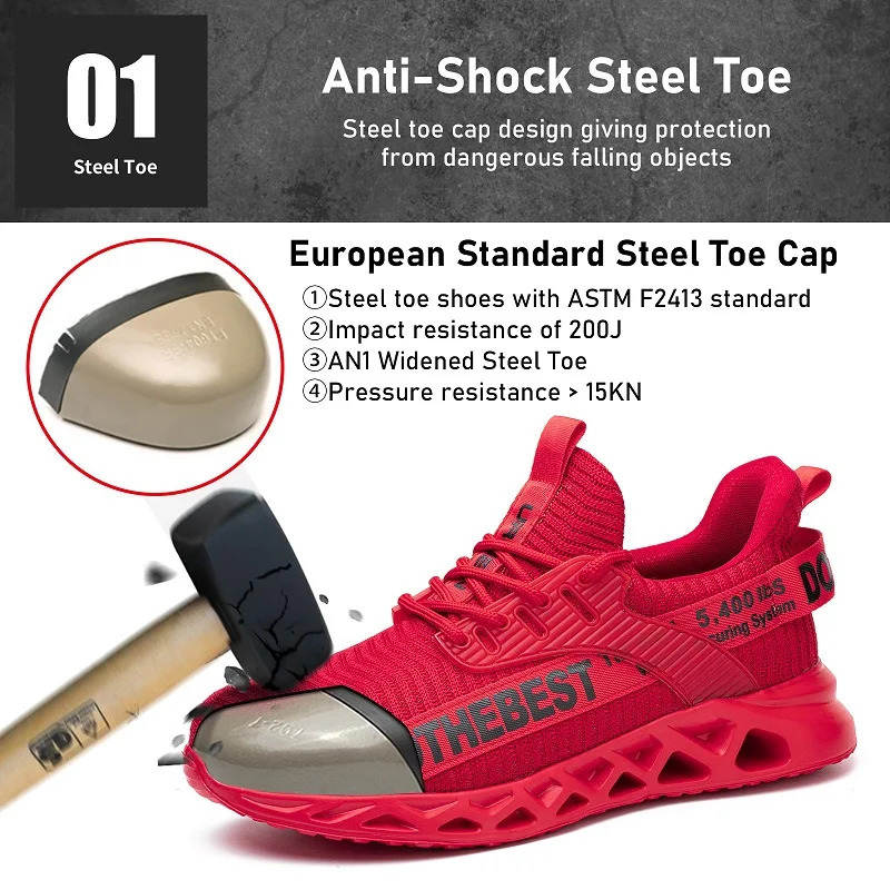 Steel Toe Safety Shoes for Men Women Lightweight Work Sneakers Puncture Proof Work Shoes Unisex Coustruction Safety Work Boots 251023