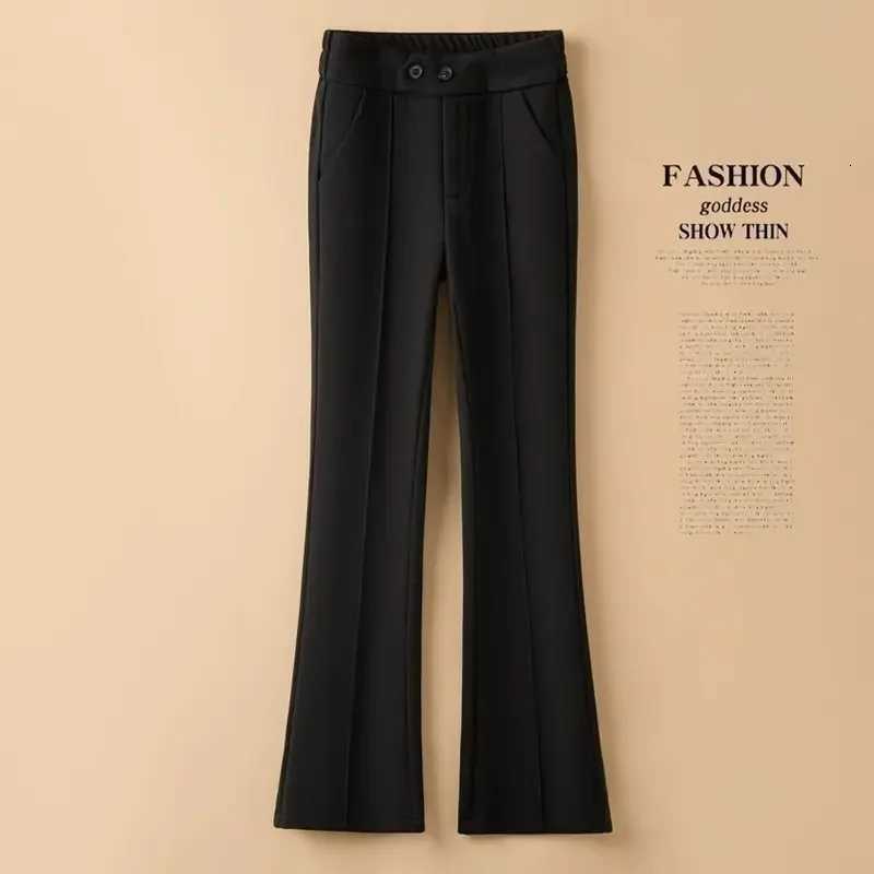 Thickened Pants Womens Highwaisted Flared Pants Casual Woolen Pants Are Thin and Versatile Loose and Fashionable HerringboneT251025