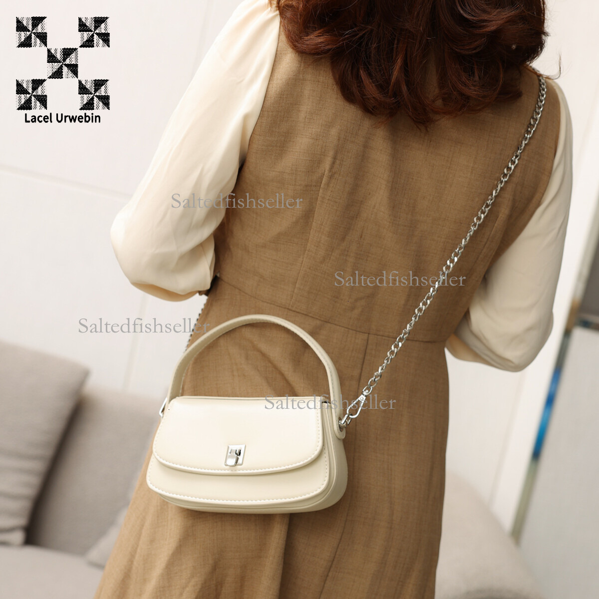 Lacel Urwebin Designer Summer New Handbag High-end Luxury Niche Metal Flip Chain Shoulder Crossbody Bag Fashionable Versatile Mini Business Bag Mobile